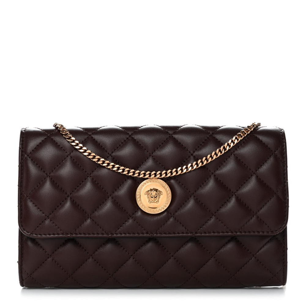 Versace La Medusa quilted leather wallet on chain shoulder crossbody bag NEW